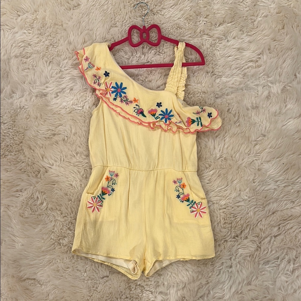 Hannah Banana Yellow Embroidered Kids Romper. Size 10. Pre-owned.